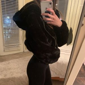 urban outfitters cropped fur hoodie